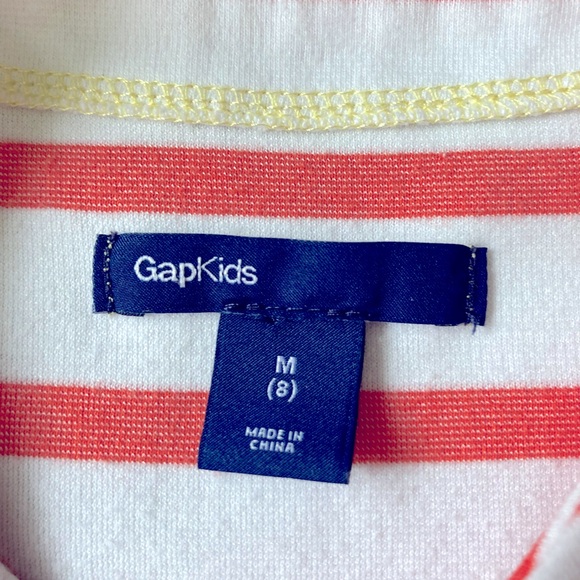 GAP Striped Shift Dress, Shoulder Buttons, Navy, Orange, Yellow, White, Medium 8 - Picture 4 of 5